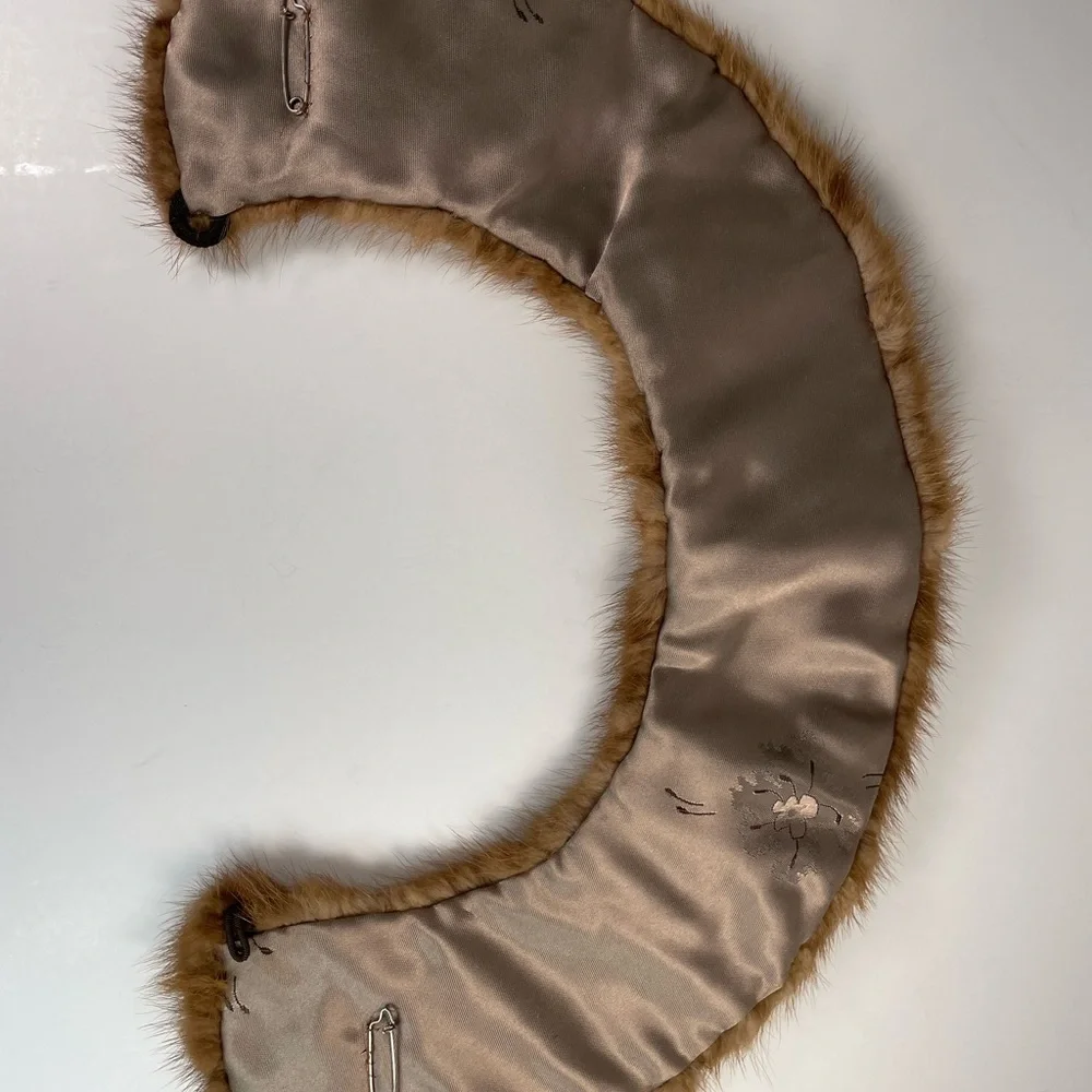 Vtg Natural Fur Attachable Collard‎ Light Brown
